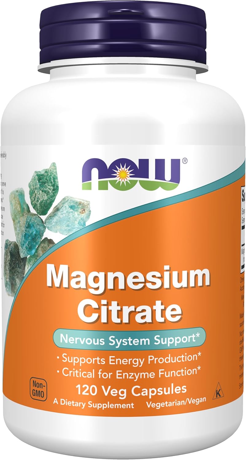 NOW Supplements, Magnesium Citrate, Enzyme Function, 120 Veg Caps