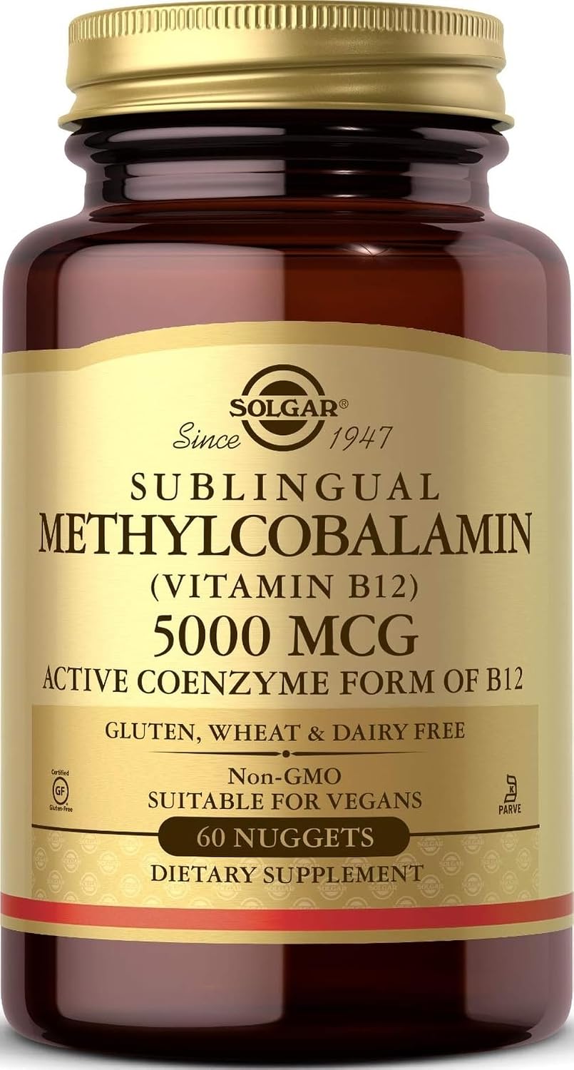 Solgar Methylcobalamin (Vitamin B12) 5000 mcg, 60 Nuggets, Cherry Flavor, 60 Servings
