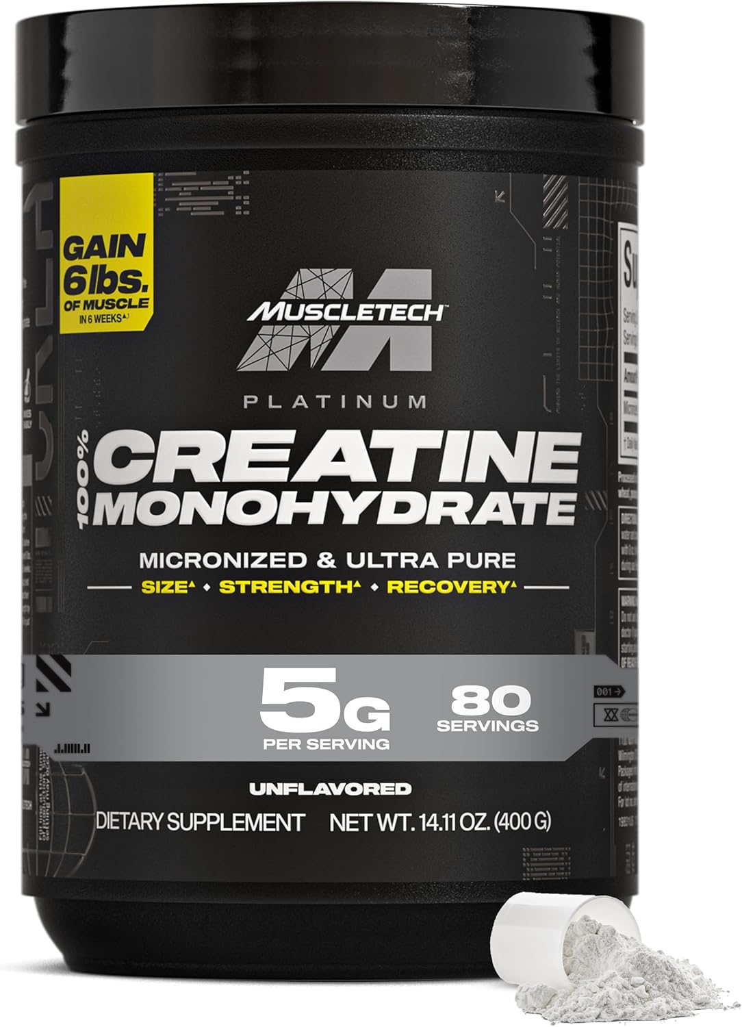 MuscleTech Creatine Monohydrate Powder, Platinum Pure, 80 Servings