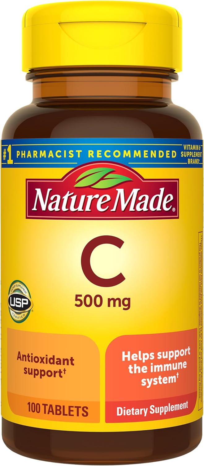 Nature Made Vitamin C 500 mg Tablets for Daily Immune Support, 100 Count, 100 Day Supply