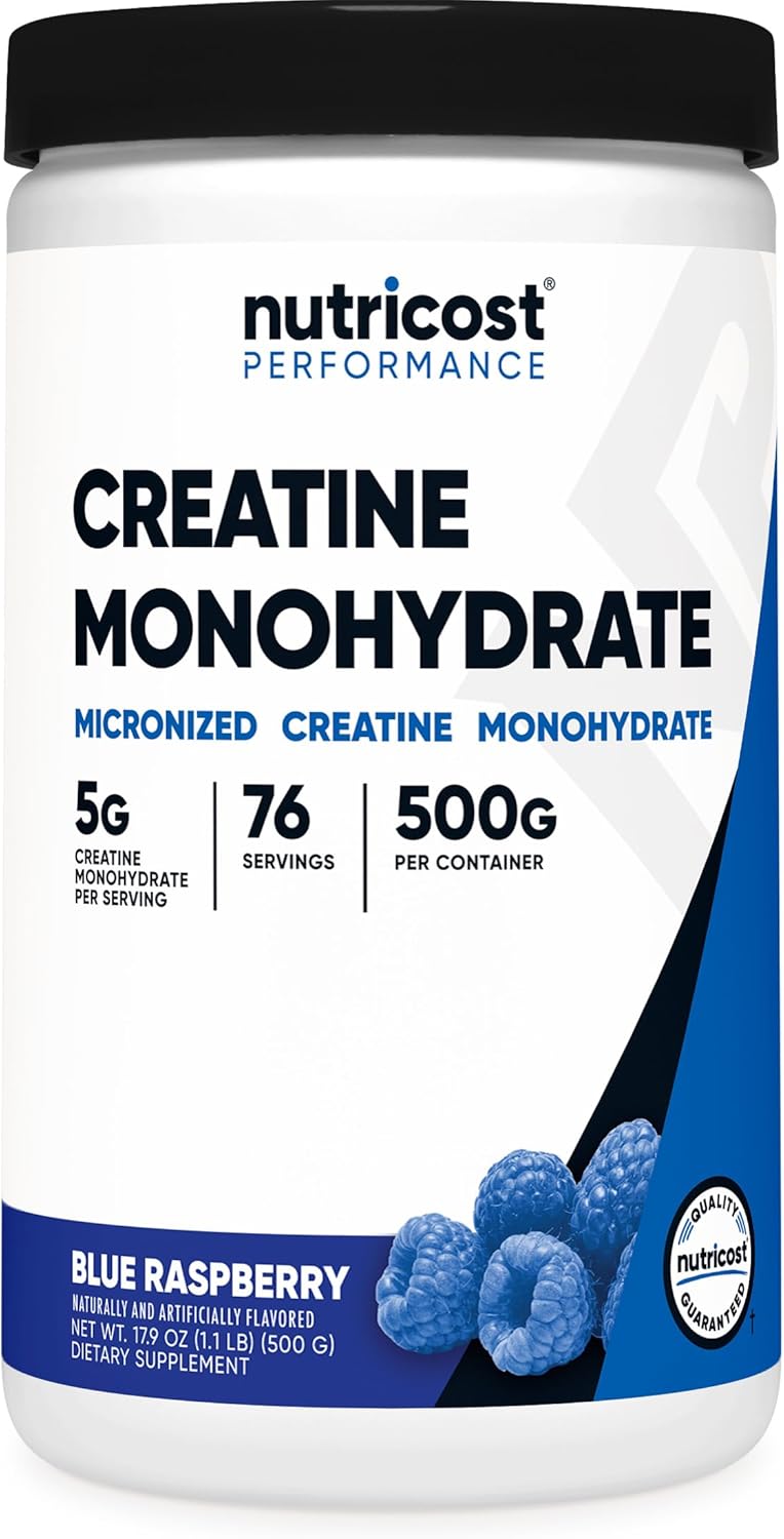 Nutricost Creatine Monohydrate Powder (Blue Raspberry), 500 Grams