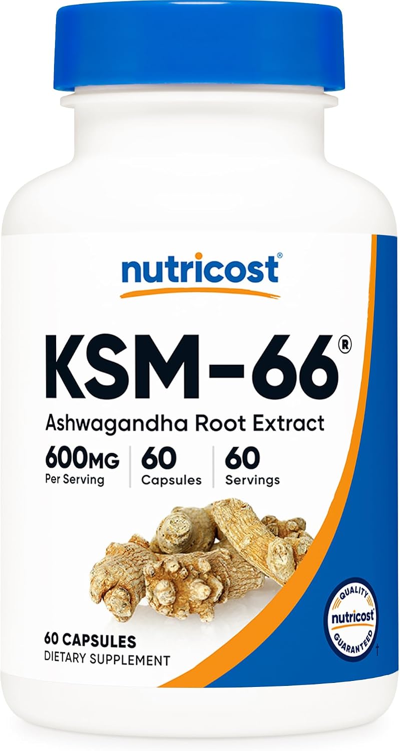 Nutricost KSM-66 Ashwagandha Root Extract (600mg) 60 Capsules | 5% Withanolides & BioPerine