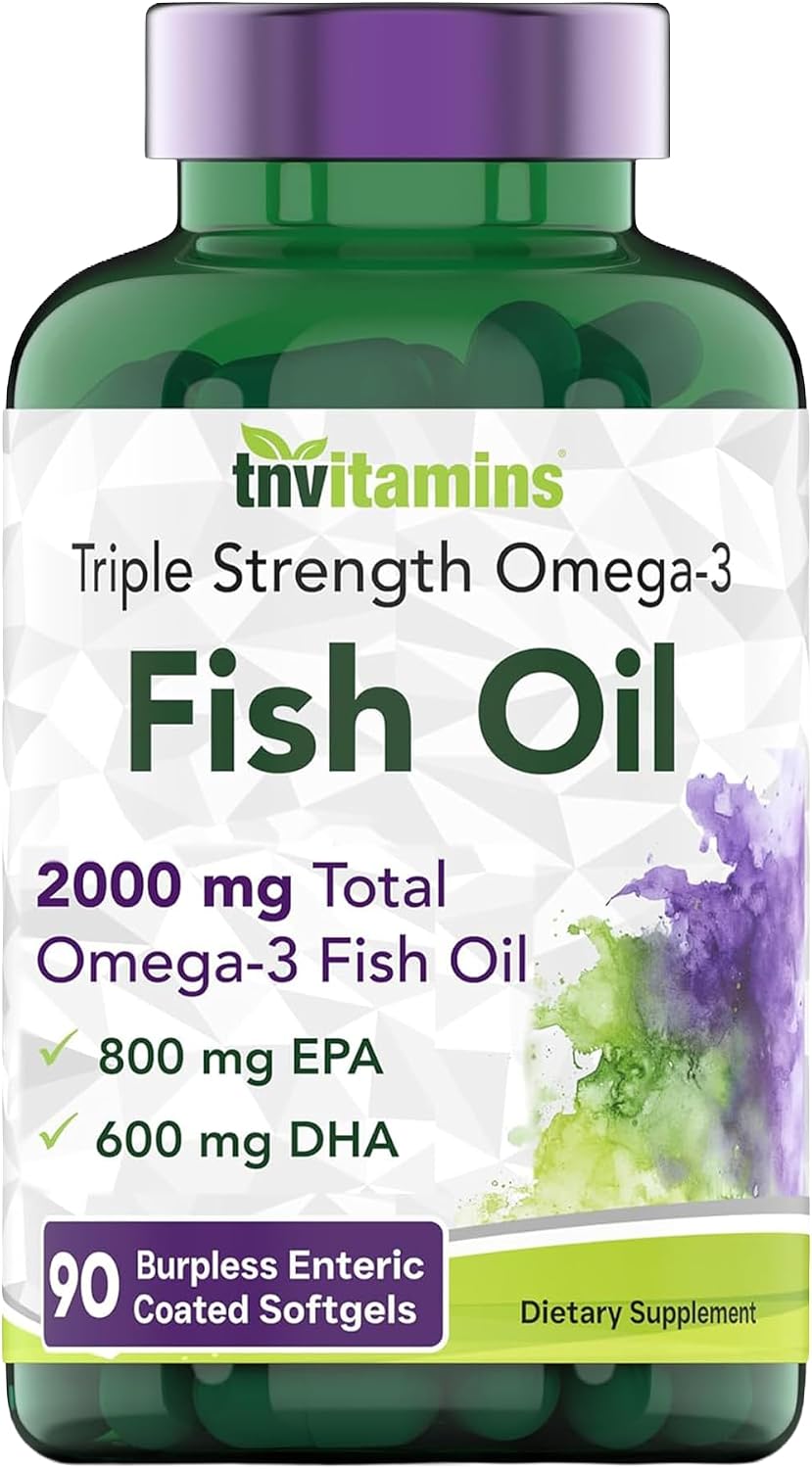 tnvitamins Burpless Omega-3 Fish Oil 2000mg, 90 Softgels, Enteric Coated, 800mg EPA & 600mg DHA